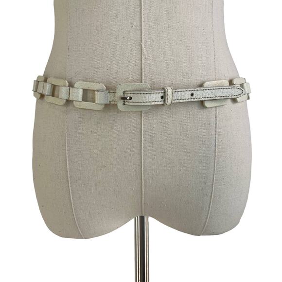 Prada White Leather Chain Link Belte - Picture 1 of 8